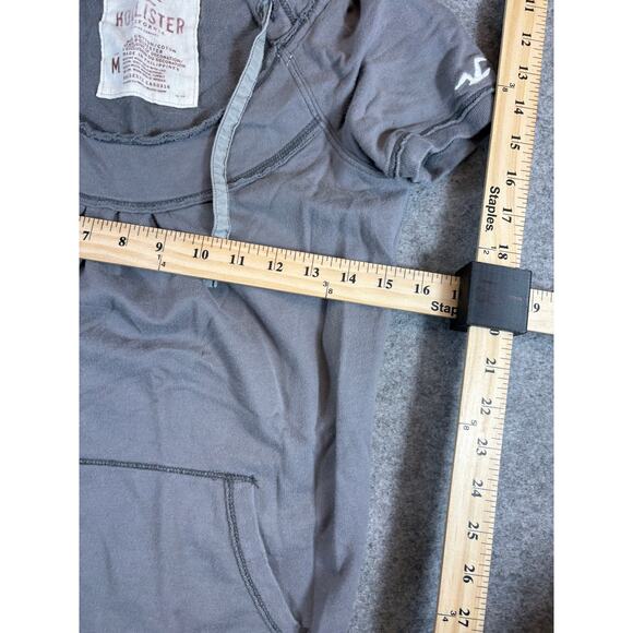 Hollister Short Sleeve Pullover Hoodie Top Womens Medium Gray Streetwear Casual - Picture 5 of 7